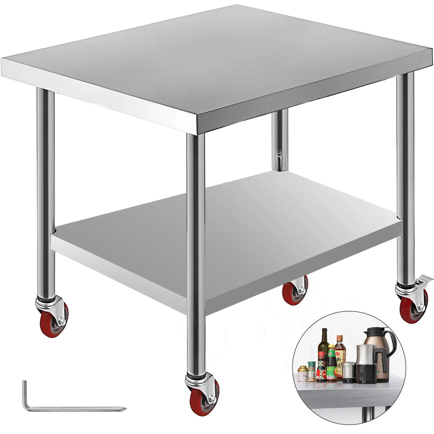 Stainless Steel Kitchen Worktable shelves with Wheels