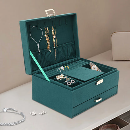 3Tier Large Capacity Jewelry Box with Safety Lock