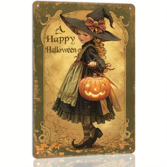 Witch Pumpkin Sign Vintage Hex Heritage Decor