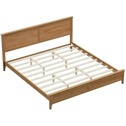 Contemporary Wooden King Bed with Headboard