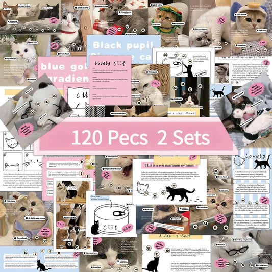 120 Sheets Cute Cat Waterproof Self-Adhesive Decals