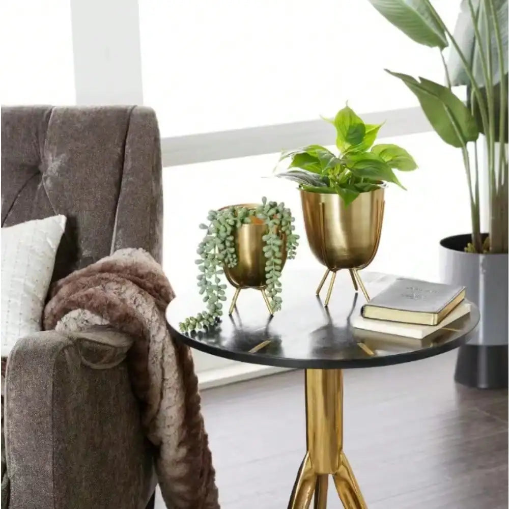 6',  7" Gold Metal Planter Removable Stand