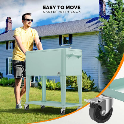 Portable 80qt Rolling Patio Ice Chest