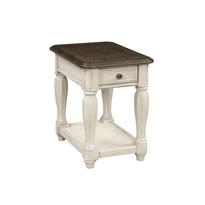 Antique White and Brown Side Table
