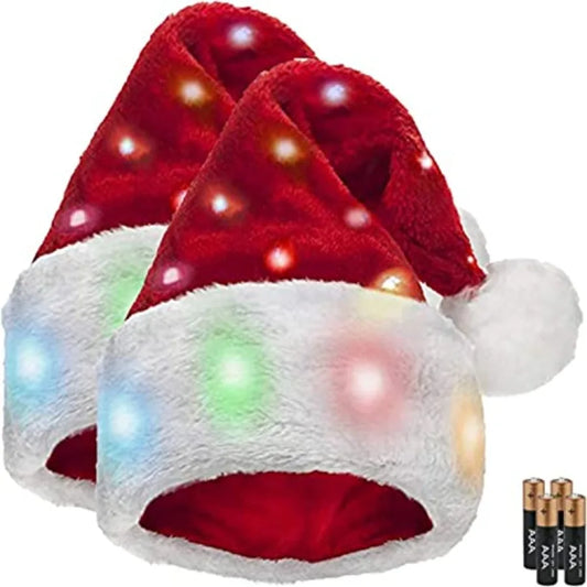 Plush Santa Hat Light Up Color Lights