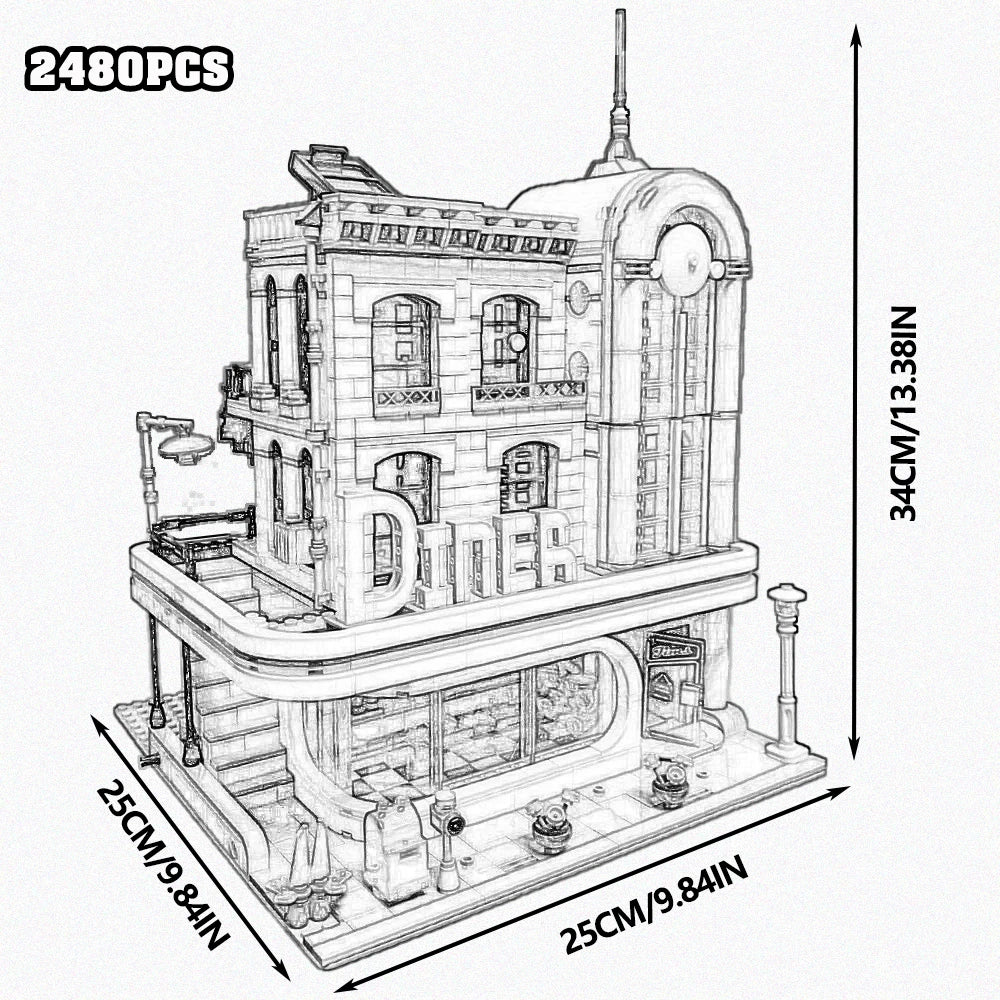 Downtown Street View House Model Building Blocks