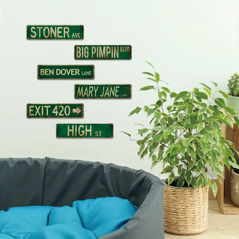 6pcs Vintage Rustic Retro Street Signs, 4" x 16"