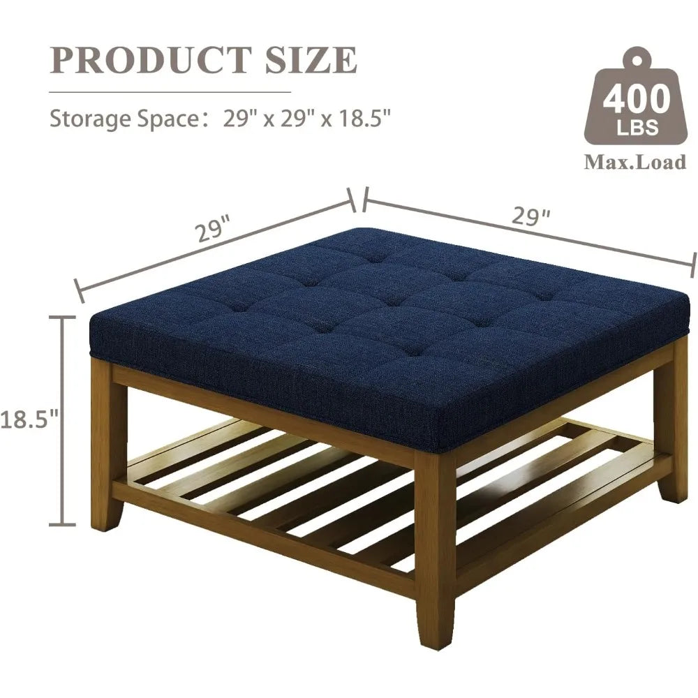 Solid Large Square Ottoman Coffee Table/Shelf