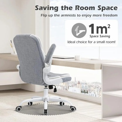 Modern Executive Upholstered Linen Fabric Swivel Chair