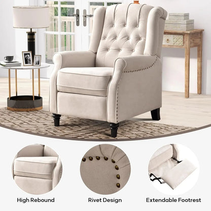 Push Back Recliner Fabric Lounge Armchair