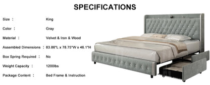 Queen LED Bed Frame with Galaxy Projector