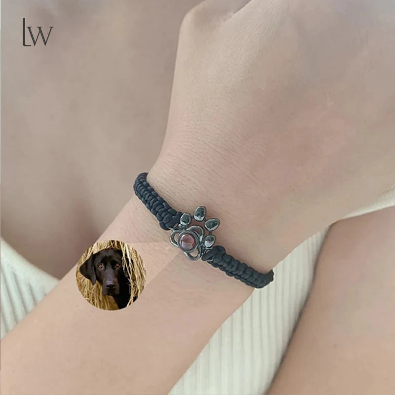 Dog Braided Bracelet Personalized Photo Adjustable