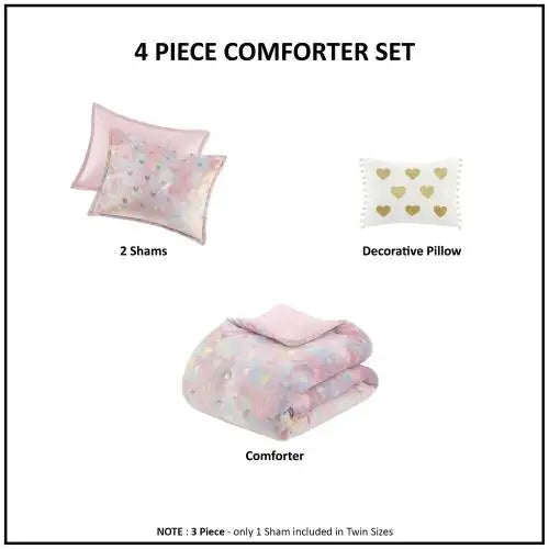 Metallic Printed Plush Comforter Set with Throw Pillow Twin