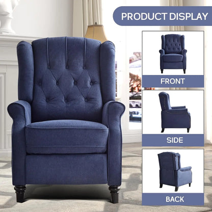 Push Back Recliner Fabric Lounge Armchair