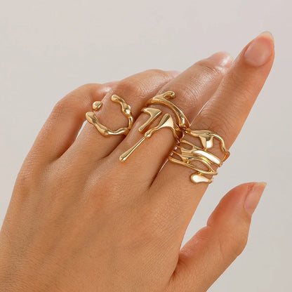 Punk Geometric Metal Irregular Rings for Wome/ Men