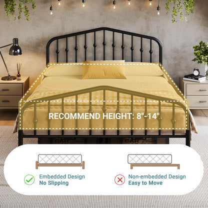 14'' Metal Bed Frame with Headboard & Footboard
