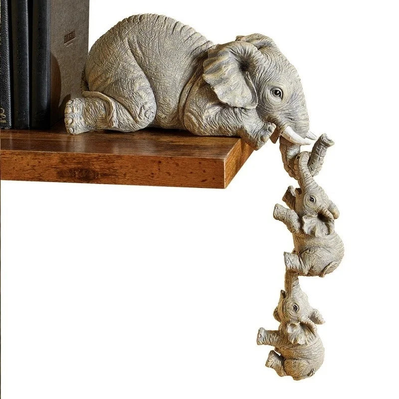 3pcs/set Cute Elephant Figurine Holding Baby Elephants