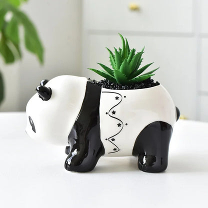 Creative Black/White Ceramic Panda Flower Pot
