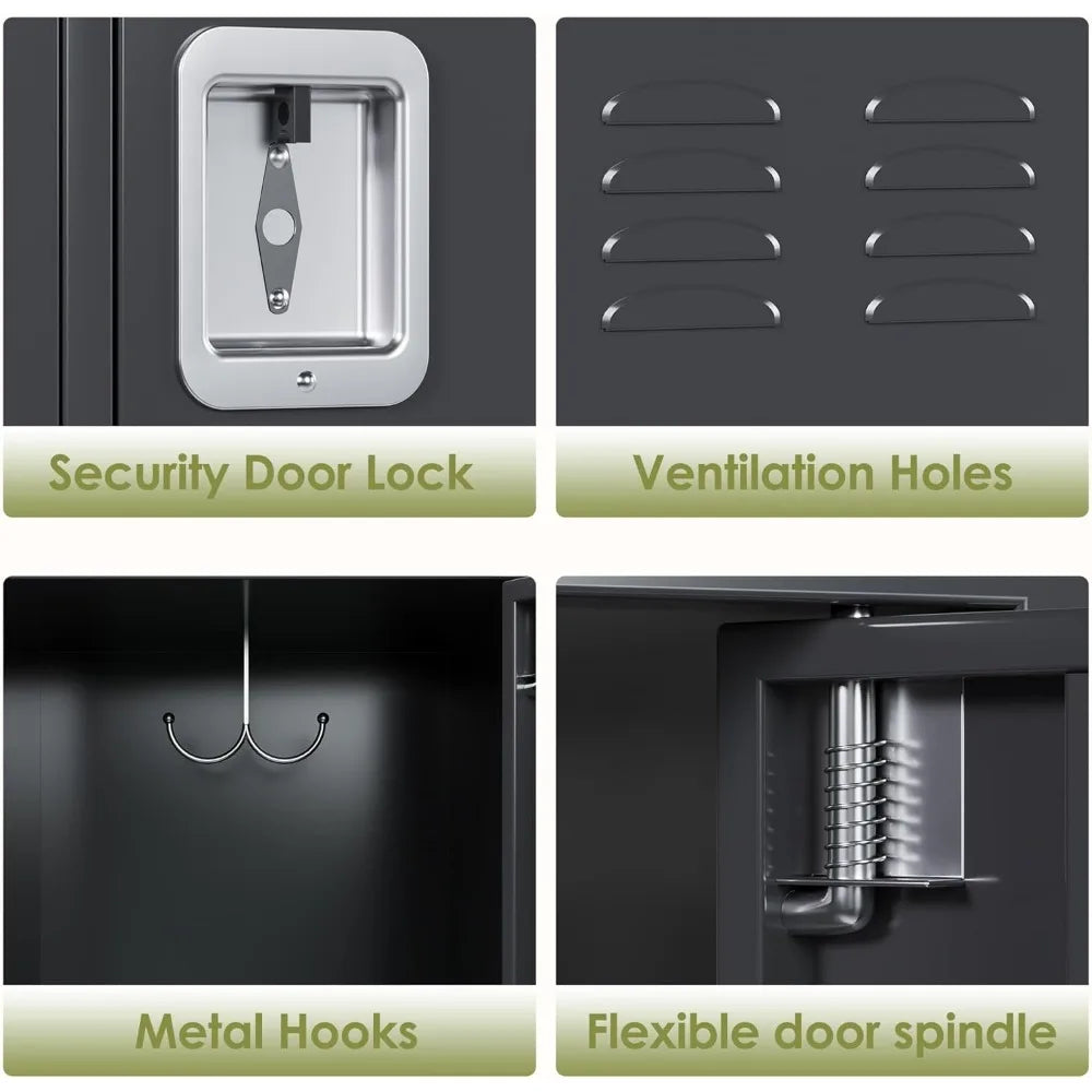 12 Metal Lockers with 12 Doors/Hooks