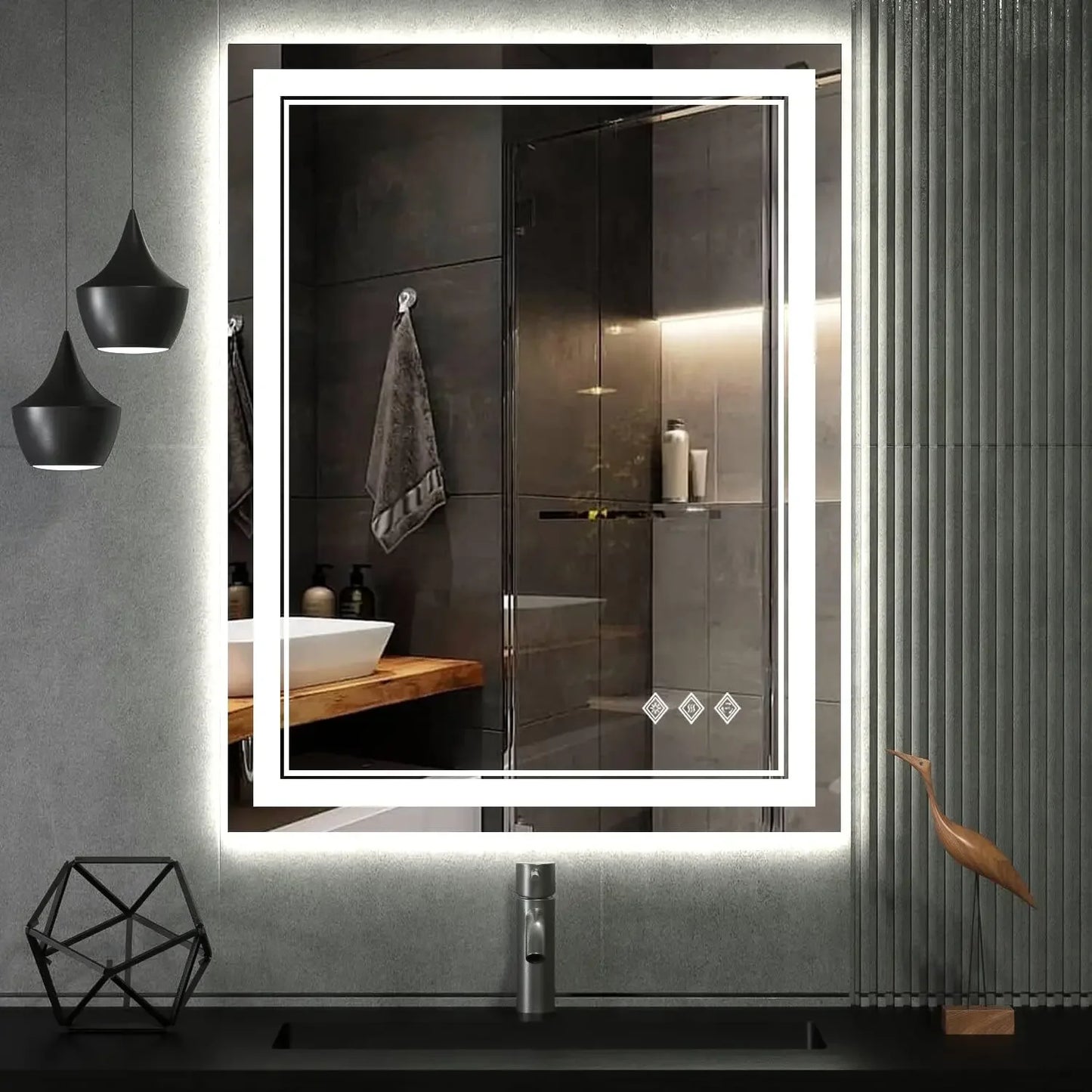 LED Bathroom Mirror, Gradient Front and Backlit