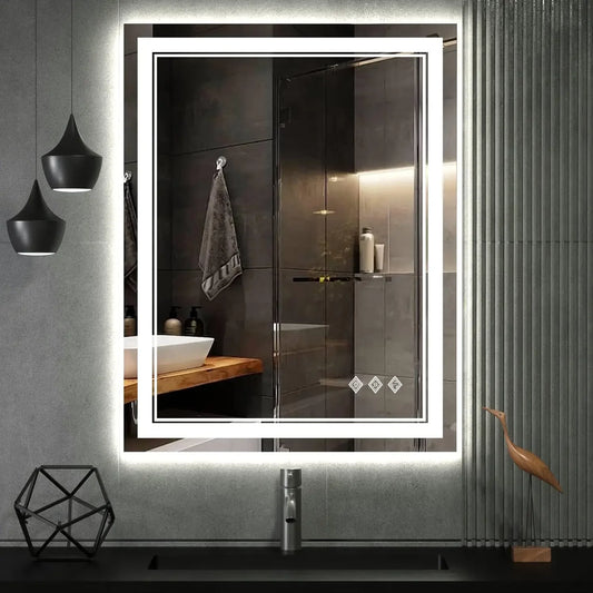 LED Bathroom Mirror, Gradient Front and Backlit