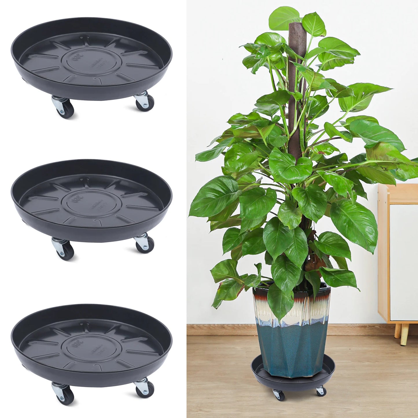 3pcs Black Heavy Duty Iron Plant Stand