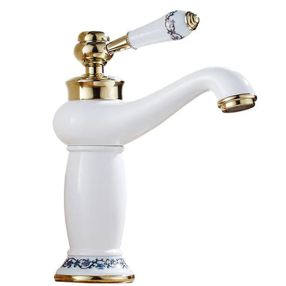 White Basin Faucet Blue and White Porcelain