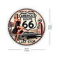 Round Vintage Route 66 Metal Sign Art