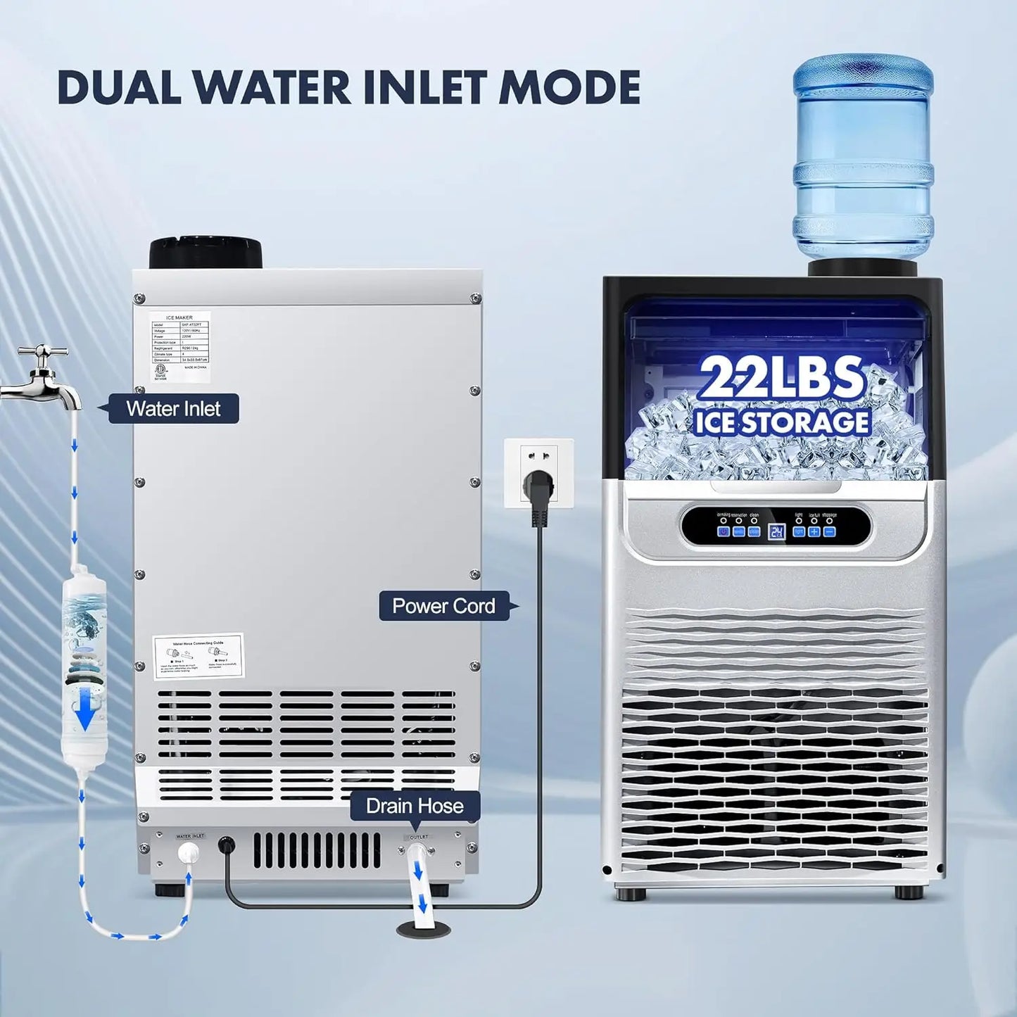 Tap or Barreled Water Ice Maker Machine