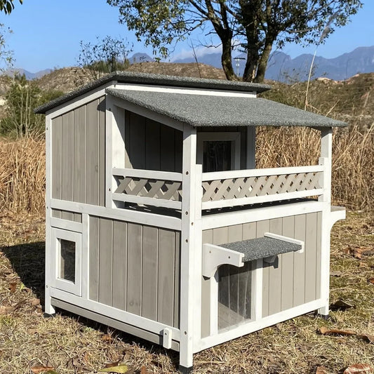 Two Story Outdoor Weatherproof House for Cats