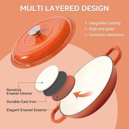 3 QT Enamel Light Cast Iron Dutch Oven