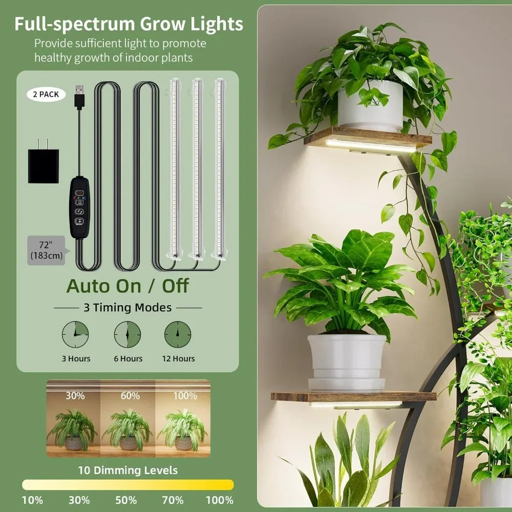 Plant Stand Indoor with Multiple Grow Lights