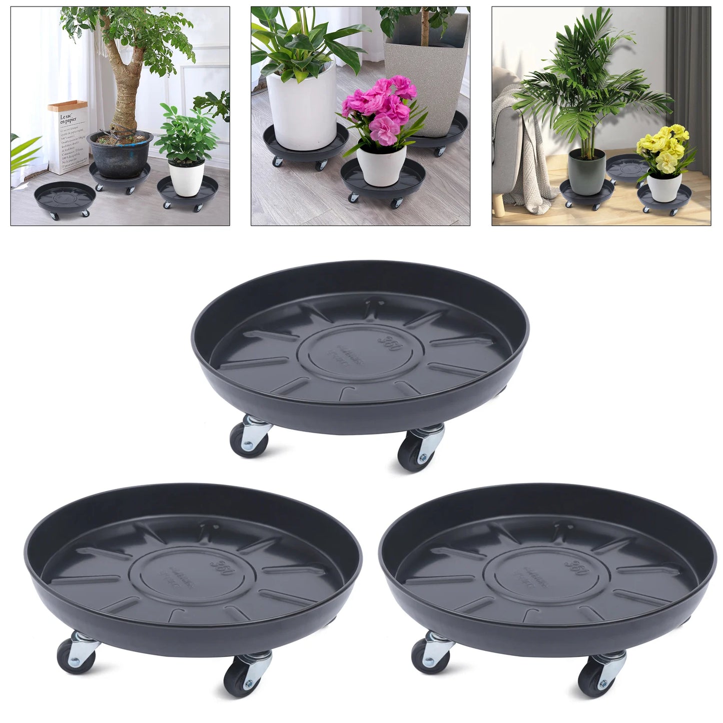 3pcs Black Heavy Duty Iron Plant Stand
