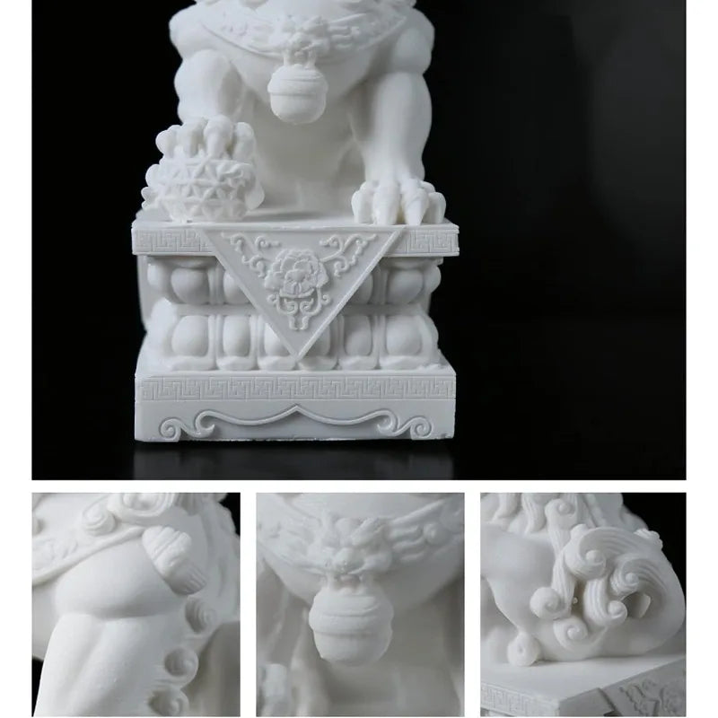 Marble Pair of Guardian Statues Home Outdoor