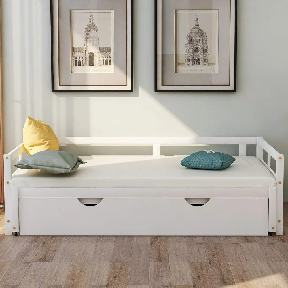Expandable Daybed with Trundle Drawer with Slats
