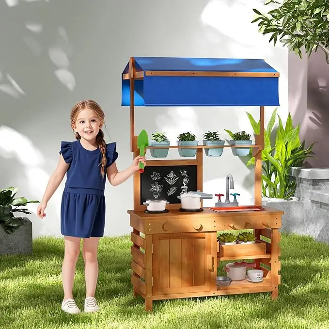 Mud Kitchen Adjustable Canopy, Kids Potting Bench