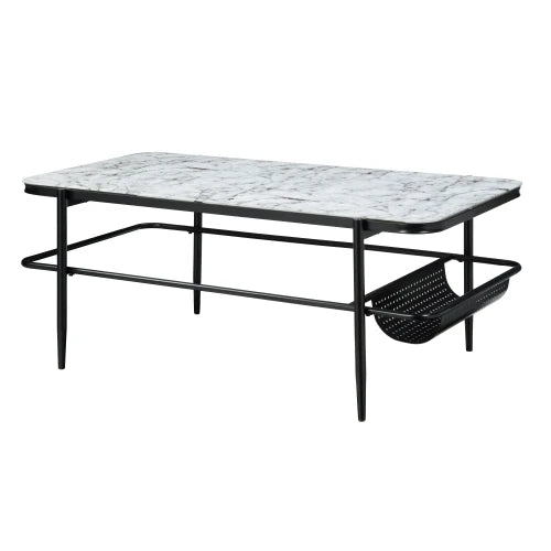 3pc Stylish Occasional Table Set White Marble