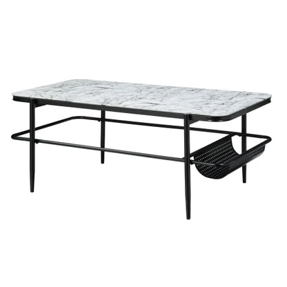 3pc Stylish Occasional Table Set White Marble