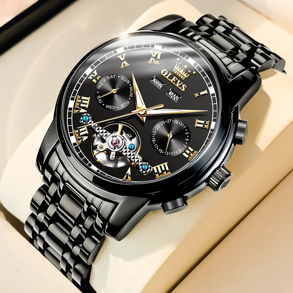 Automatic Mechanical Business Wristwatch Waterproof Stainless Steel