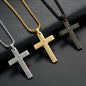 1pc Titanium Alloy Carved Cross Pendant, Unisex