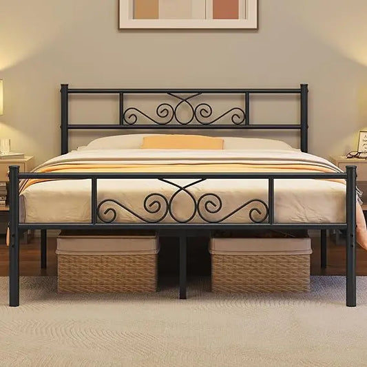 Queen Size 13" Black Metal Bed Frame