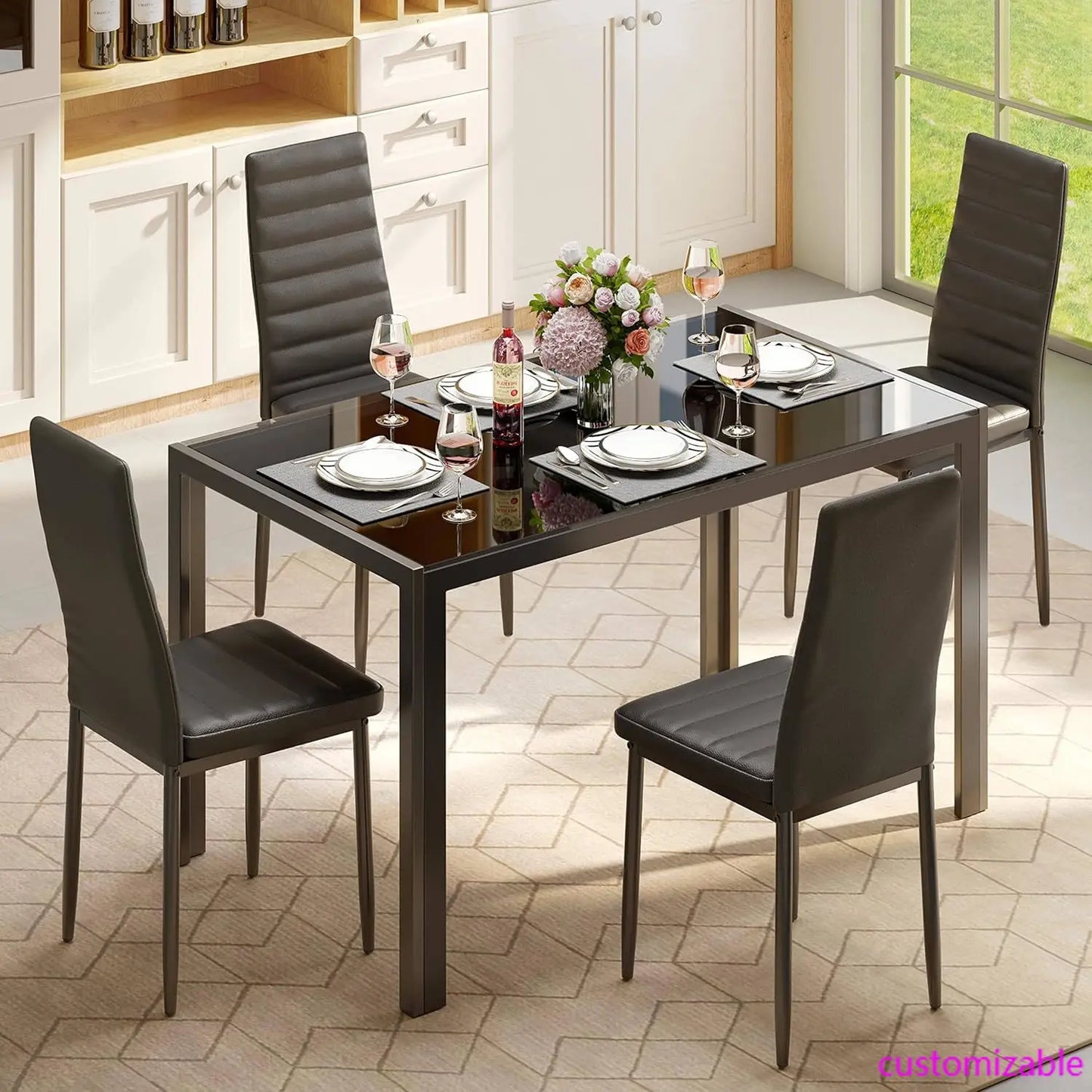 Modern Kitchen and Chairs Table Set for 4