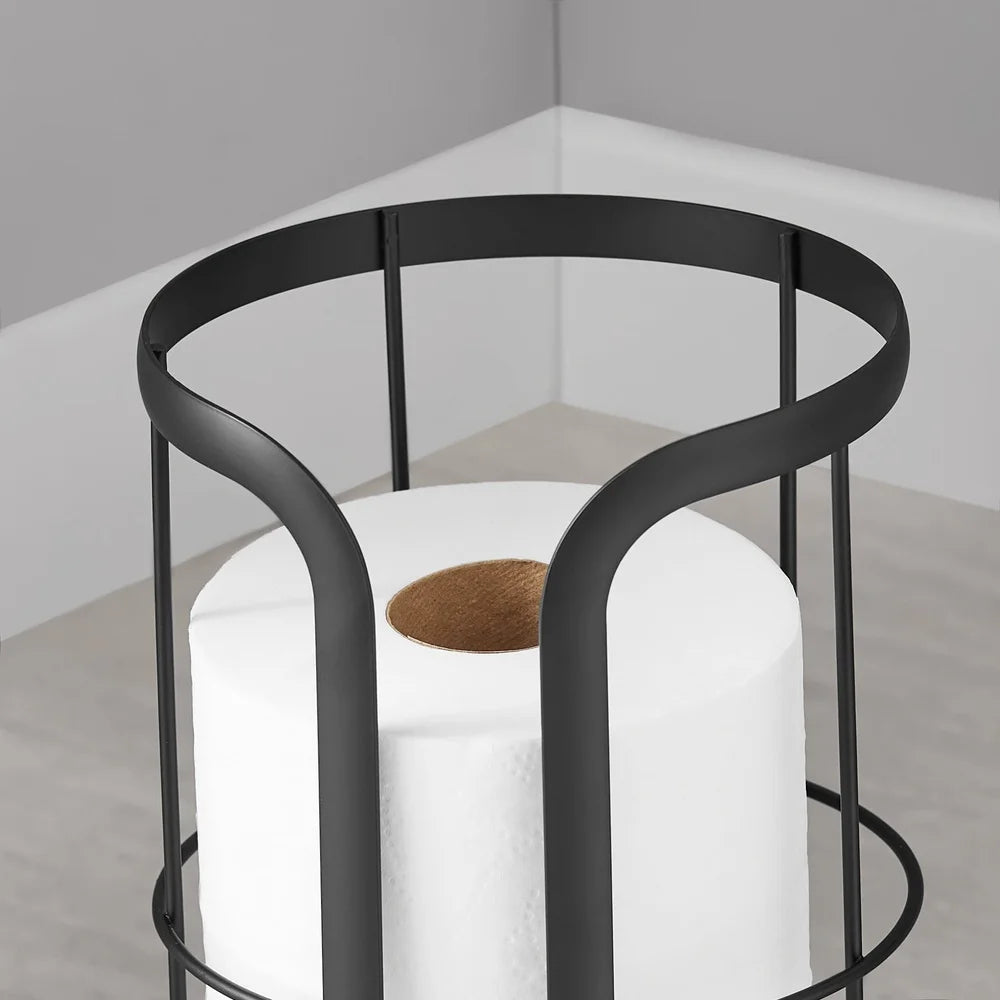 Freestanding Matte Black Toilet Paper Holder Storage