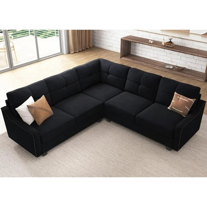 Reversible Sectional L-Shaped Couch Pet Friendly Fabric