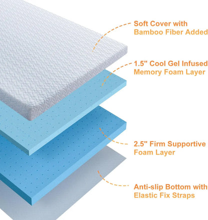 Twin Mattress Topper, Cool Gel Memory Foam