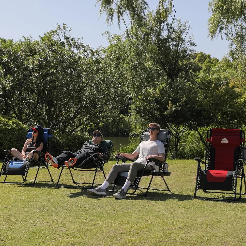 Set of 2 Foldable Patio Anti Gravity Reclining Chairs