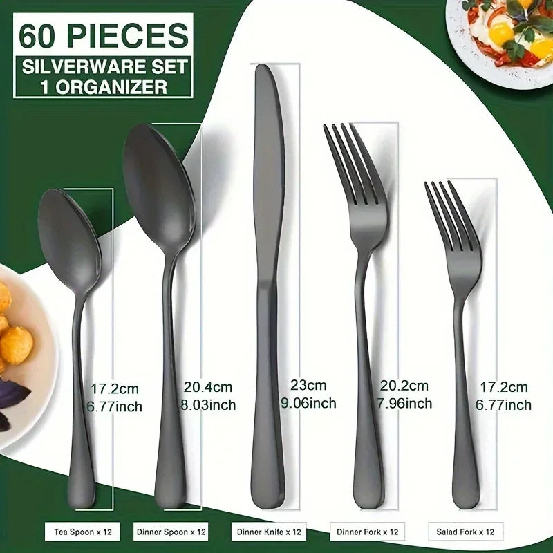 60 Pieces Cutlery Set with Drawer Storage