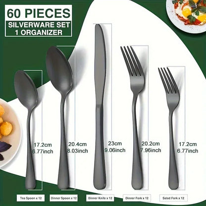 60 Pieces Cutlery Set with Drawer Storage