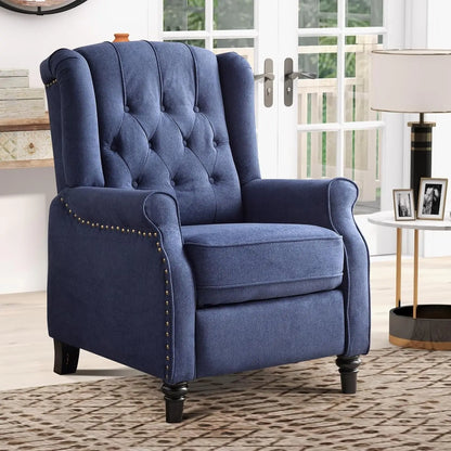 Push Back Recliner Fabric Lounge Armchair