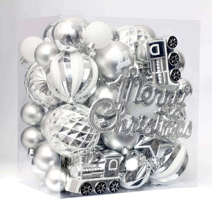 Christmas Ornaments Set, 65 pcs Gold & White Shatterproof